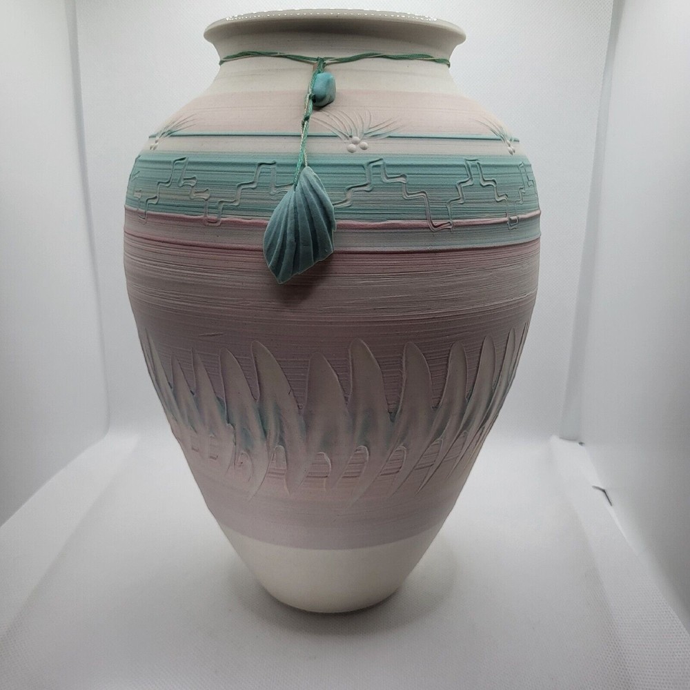 Debra Swauger American Studio Art Pottery Vase Southwestern Sea Shell Pastel